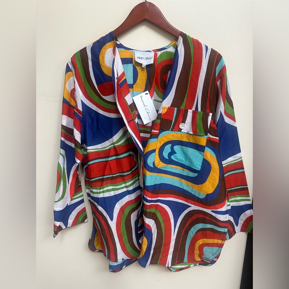 NWT Nikki Chasin Cotton/Silk Top Shirt